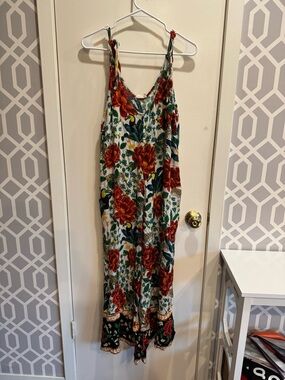 XL Floral Print Sleeveless Jumpsuit Romper — Red & Green Floral Leopard Toucan
